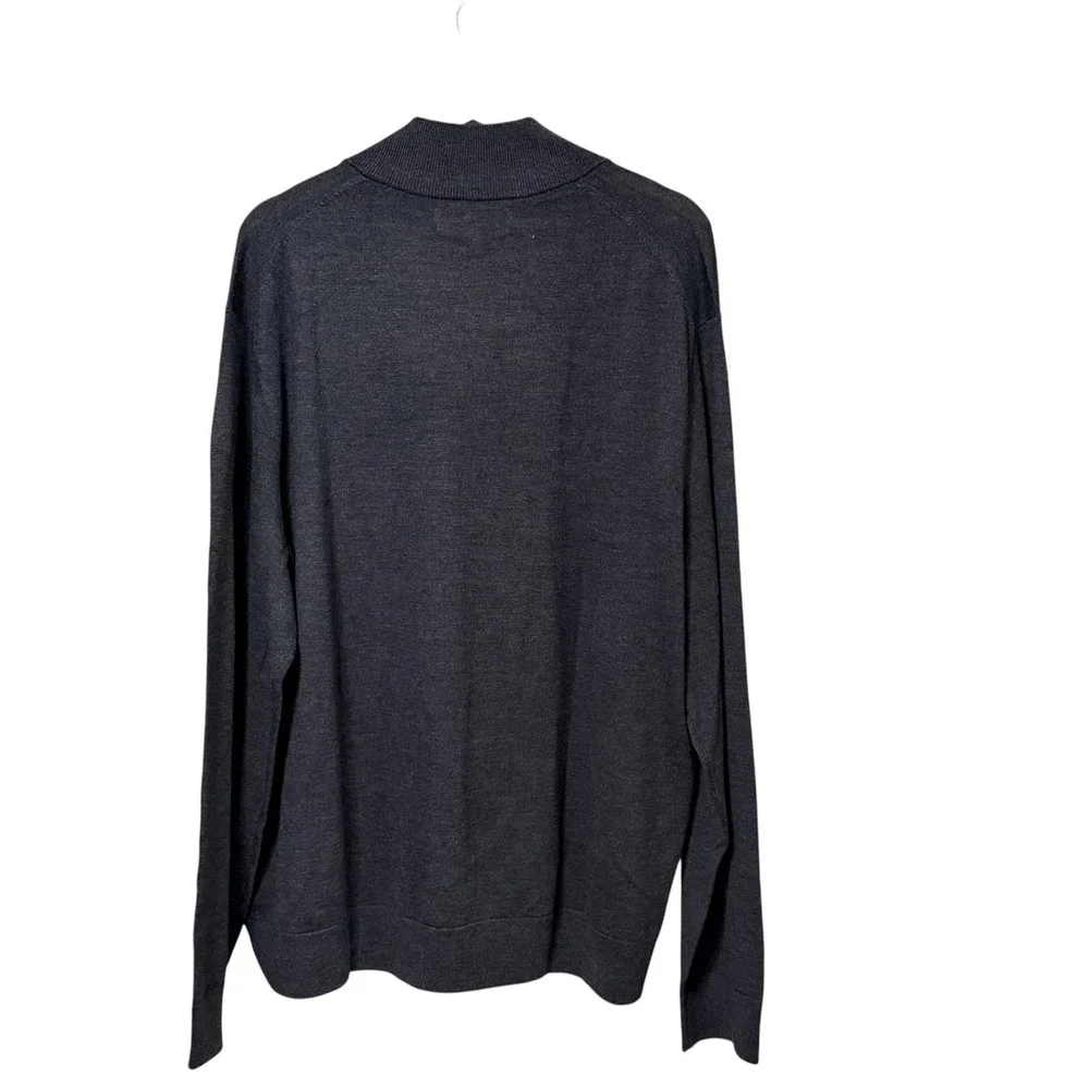 Banana Republic Mens XXL Italian Merino Wool Quarter Zip Sweater Charcoal Gray